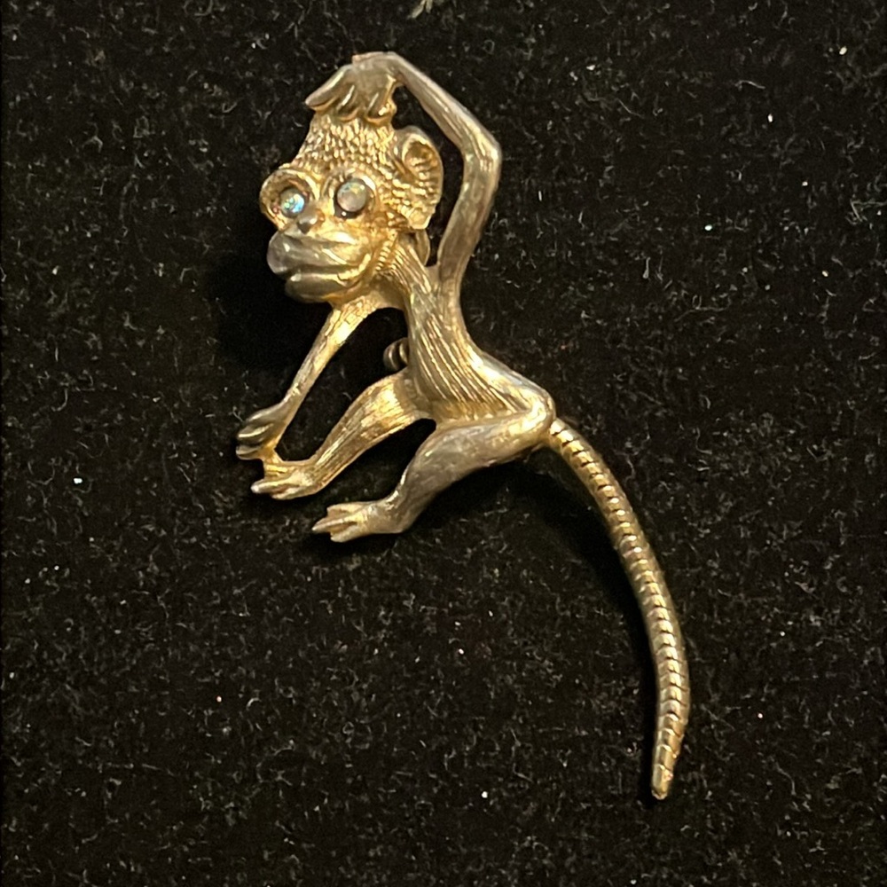Gold Monkey Brooch - image 1